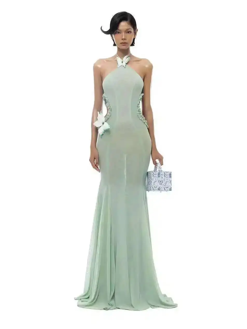 

Летнее розовое вьетнамское нишевое платье с вырезом в виде бабочки, утягивающее платье с открытой спиной и рыбьим хвостом, длинная юбка моря