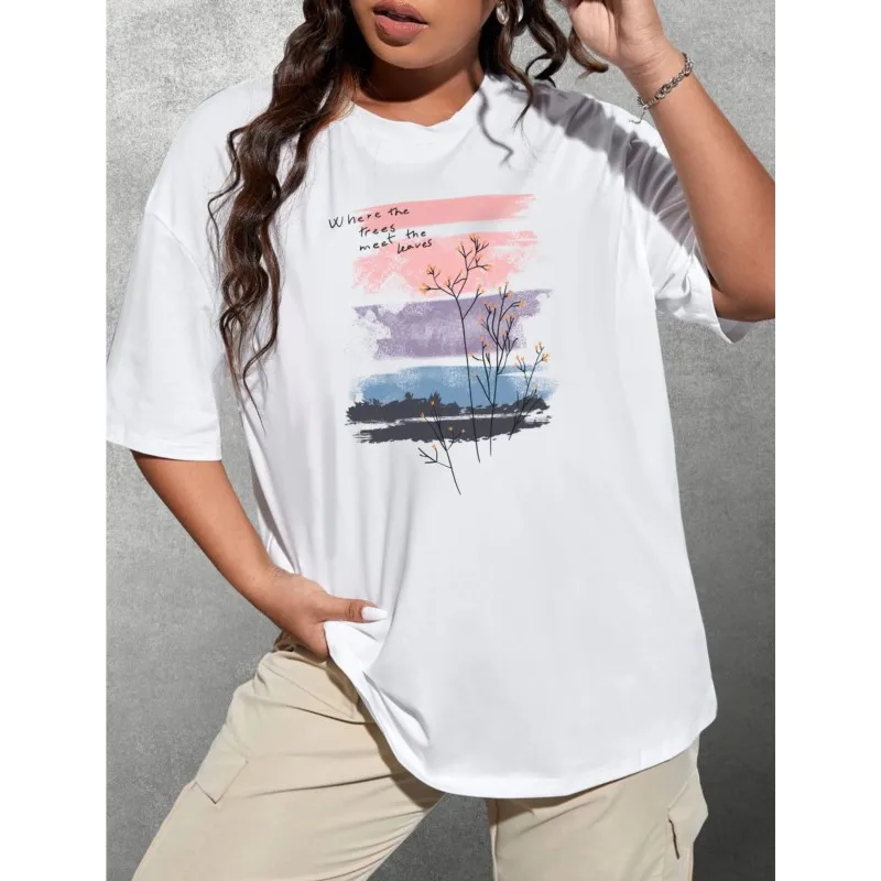 2026  Summer Women's T-shirts Print Art Pattern Color Unique Short Sleeved Study Cheap Tops for Women Clothes for Woman