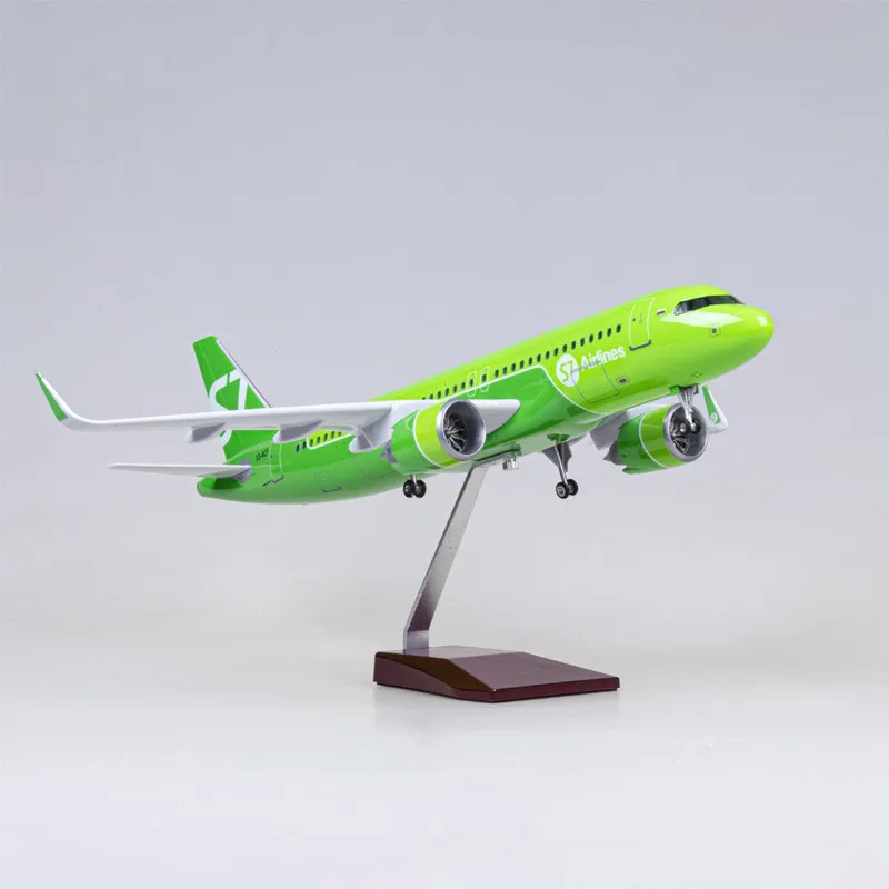 47CM 1/80 Airplane A320 NEO Siberia S7 Airlines Model Toy Light With Wheel Landing Gear Diecast Resin Plane Model Collection