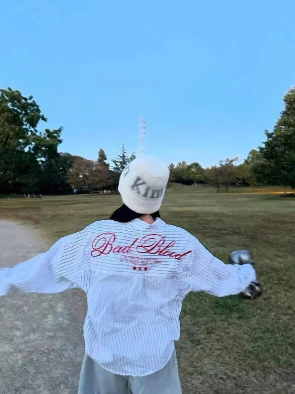 

Trendy Embroidered Heart Stripe Long Sve Loose Casual irt Women Spring Classic Vintage Cotton Collar Button down