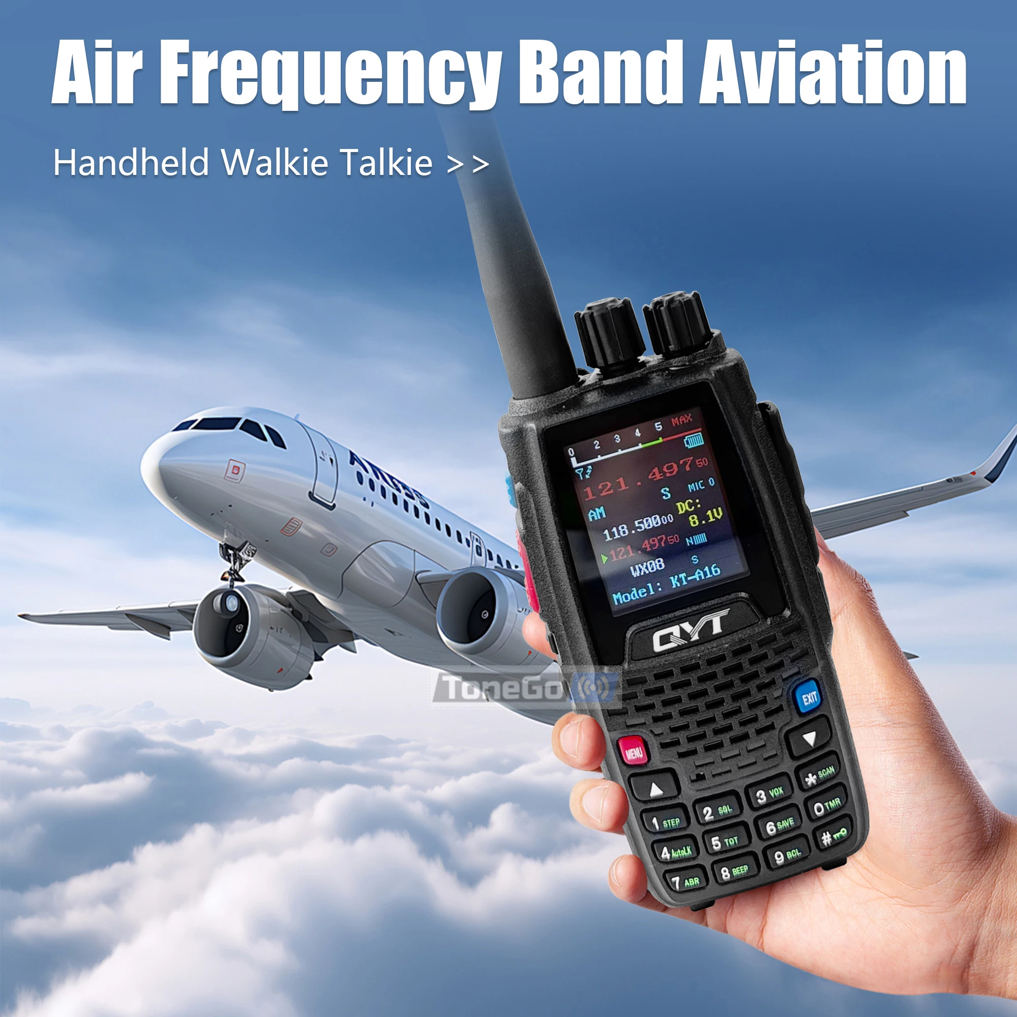 エアバンド送信 KT-A16 トランシーバー TX:108.000-136.999MHz RX:108.0000-136.999MHz 6W 200Ch W/10 NOAA 天気予報チャンネル