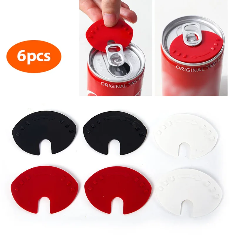 6 Pcs Beverage Cans Sealing Caps Drink Cans Convert Soda Savers Tops Snap On Leakproof Can Lid Dust Free Sealer Dustproof Lid