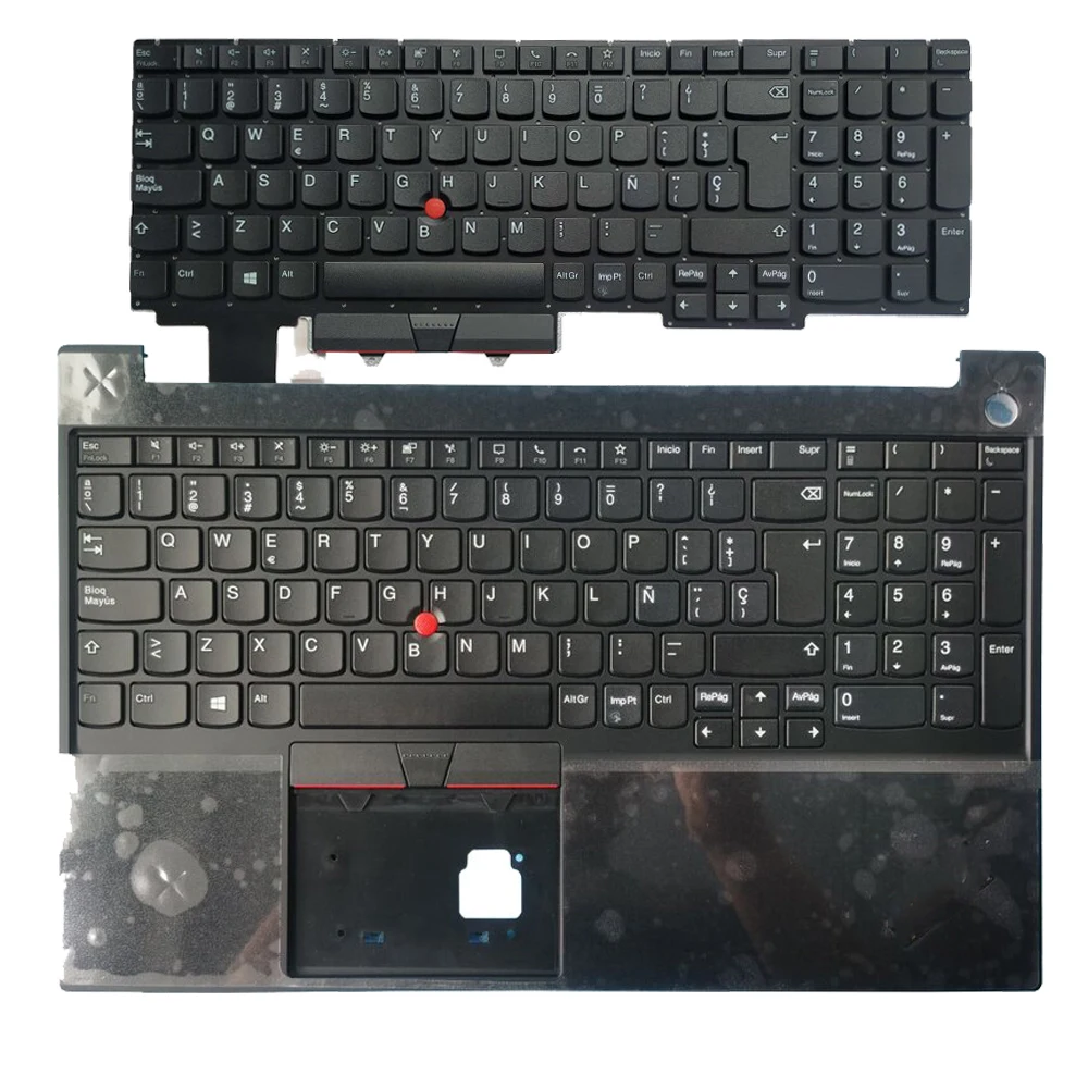 

New Spanish Keyboard For Lenovo ThinkPad E15 Gen 2 (Type 20T8 20T9 20TD 20TE) SP With Palmrest Upper Cover Black