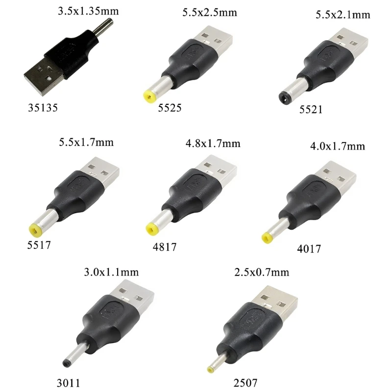 Convertitore di spina di alimentazione USB da 1 pz a 5.5*2.5 5.5x2.1 4.8x1.7 4.0*1.7 5.5*1.7 2.5*0.7 3.0*1.1 connettore adattatore Jack cc 3.5x1.35mm
