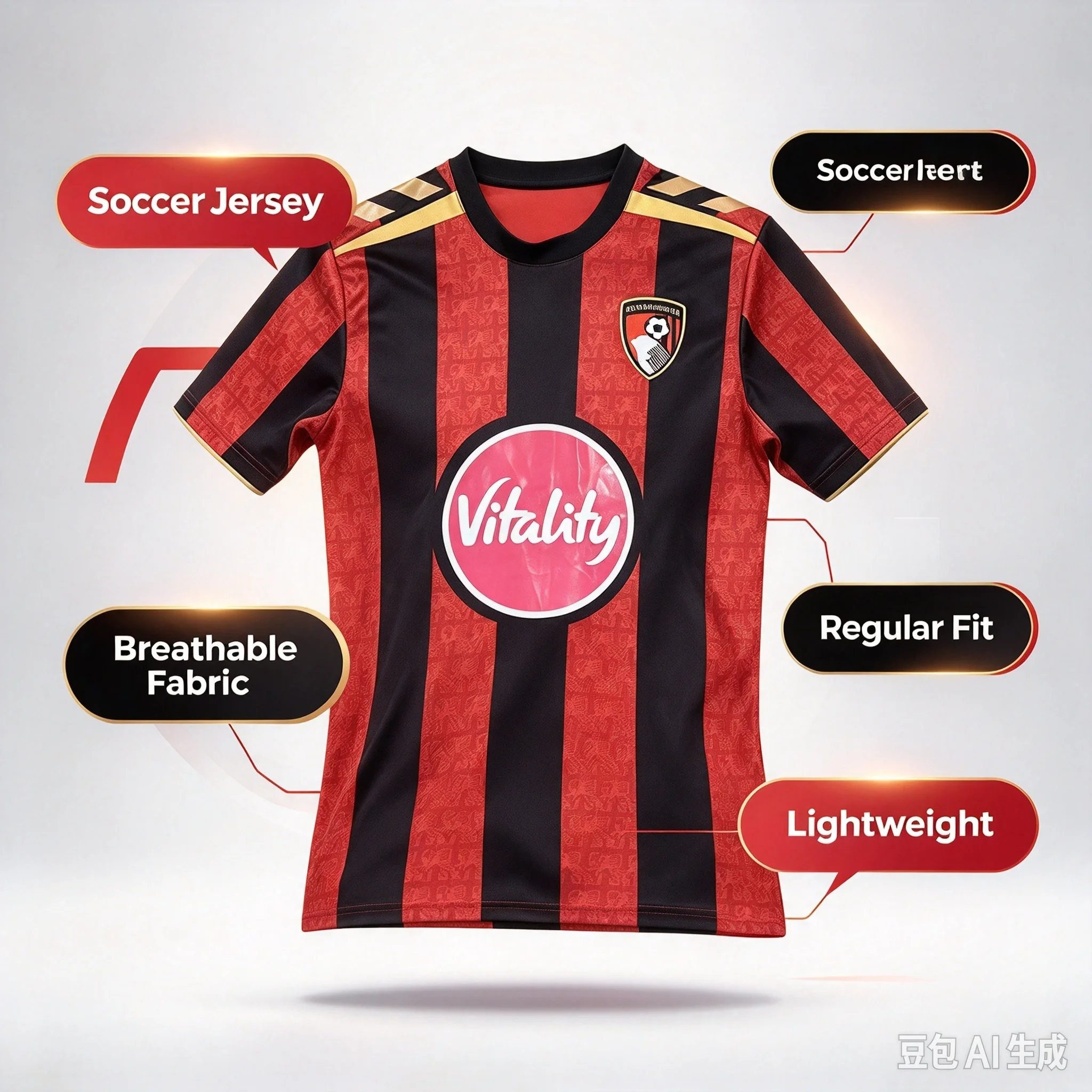2026-27 Bournemouth Comfortable Lightweight Fan Style Soccer Football Sports Breathable Fan Version T-Shirt 3D Print Parent-chil