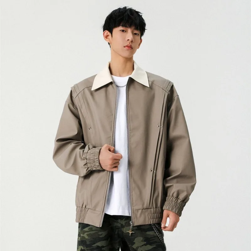 

Men's Spring Autumn PU Motorcycle Jacket Retro Badass Streetwear Premium Quality​