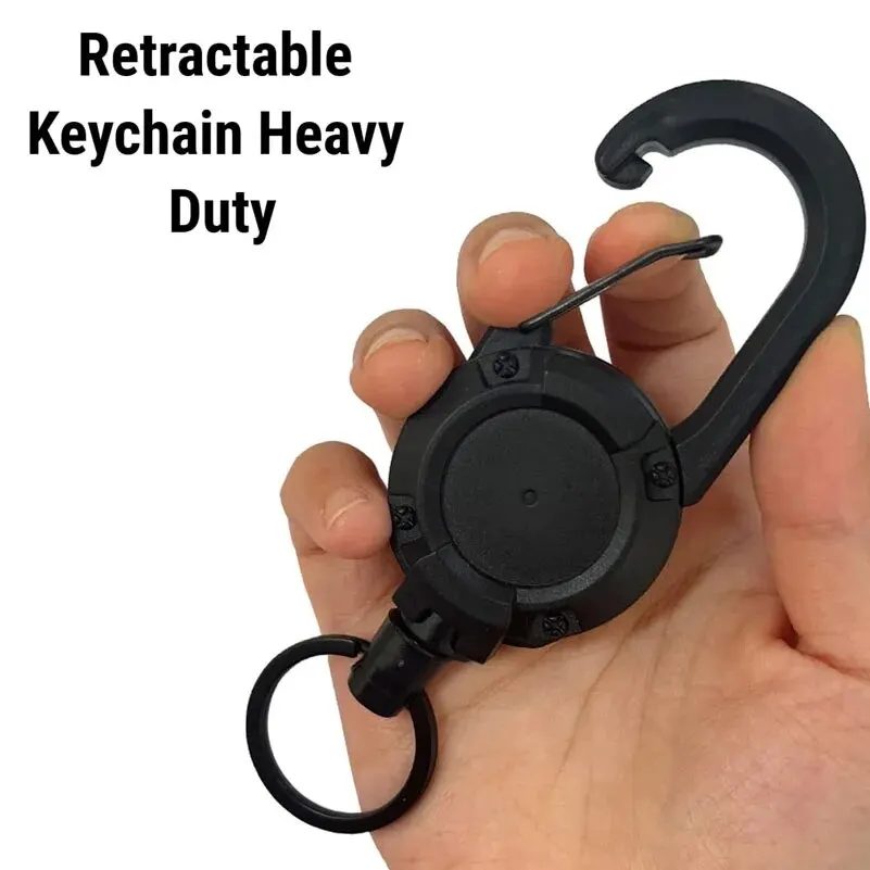 1PC New Outdoor Automatic Retractable Wire Rope Luya Anti-theft Tactical Keychain Telescopic Keychain Retractable Hook Tool