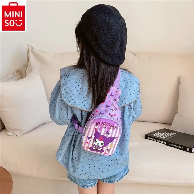 حقيبة كرتون MINISO-Sanrio Crossbody للأطفال ، مرحبا كيتي ، خفيفة الوزن ، صغيرة ، حلوة ، صغيرة ، مطبوعة ، حقيبة ظهر Kuromi