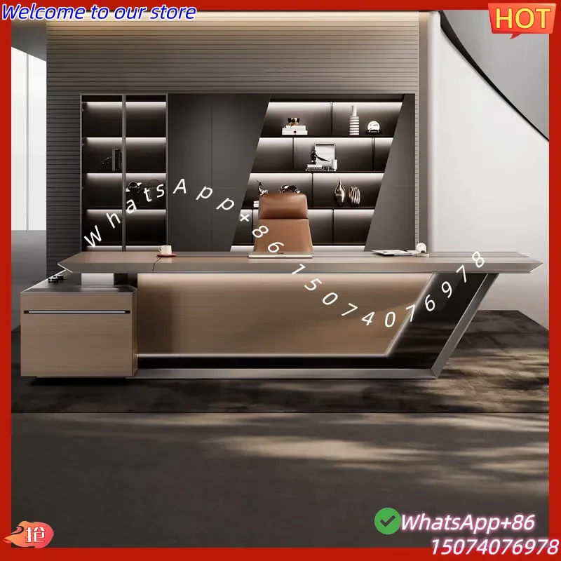 2026 Nordic Style Desk Modern Executive Office Desk L-Shape CEO Table for One-stop Office Furniture Workspace