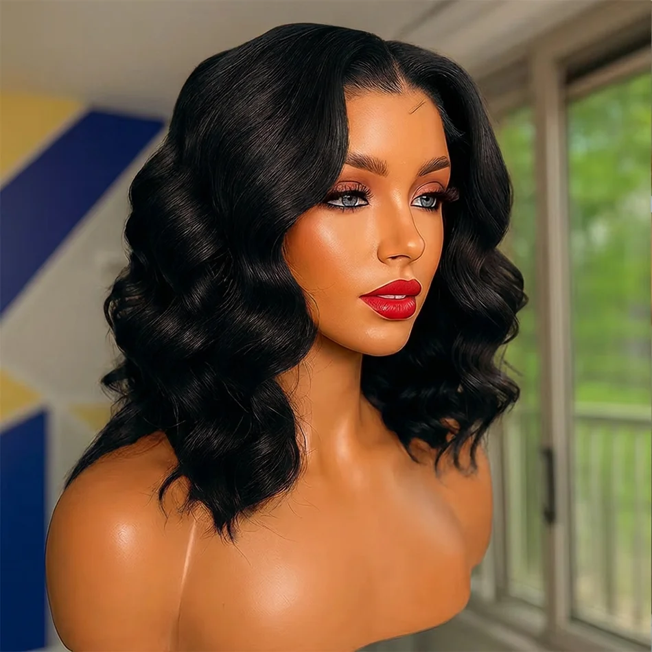 

Готовый к носке парик-боб 13x4 с эффектом Body Wave, 200% плотность, 100% натуральные бразильские волосы, безклеевой парик 5x5, предварительно нарезанный, с HD прозрачным кружевным фронтом