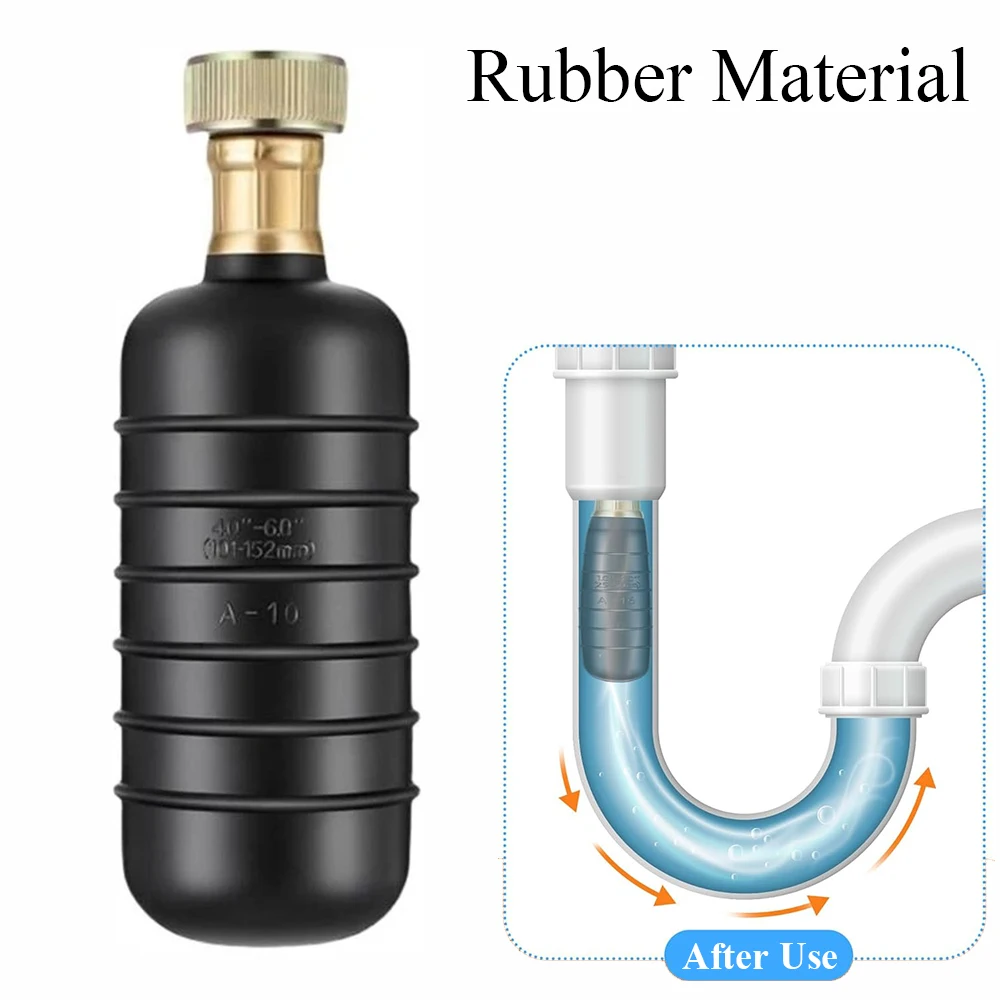 Drain Cleaning Bladder Rubber 1'' To 6'' Pipe Unclog Tool Quickly Clear Clogged Drains Safe Durable