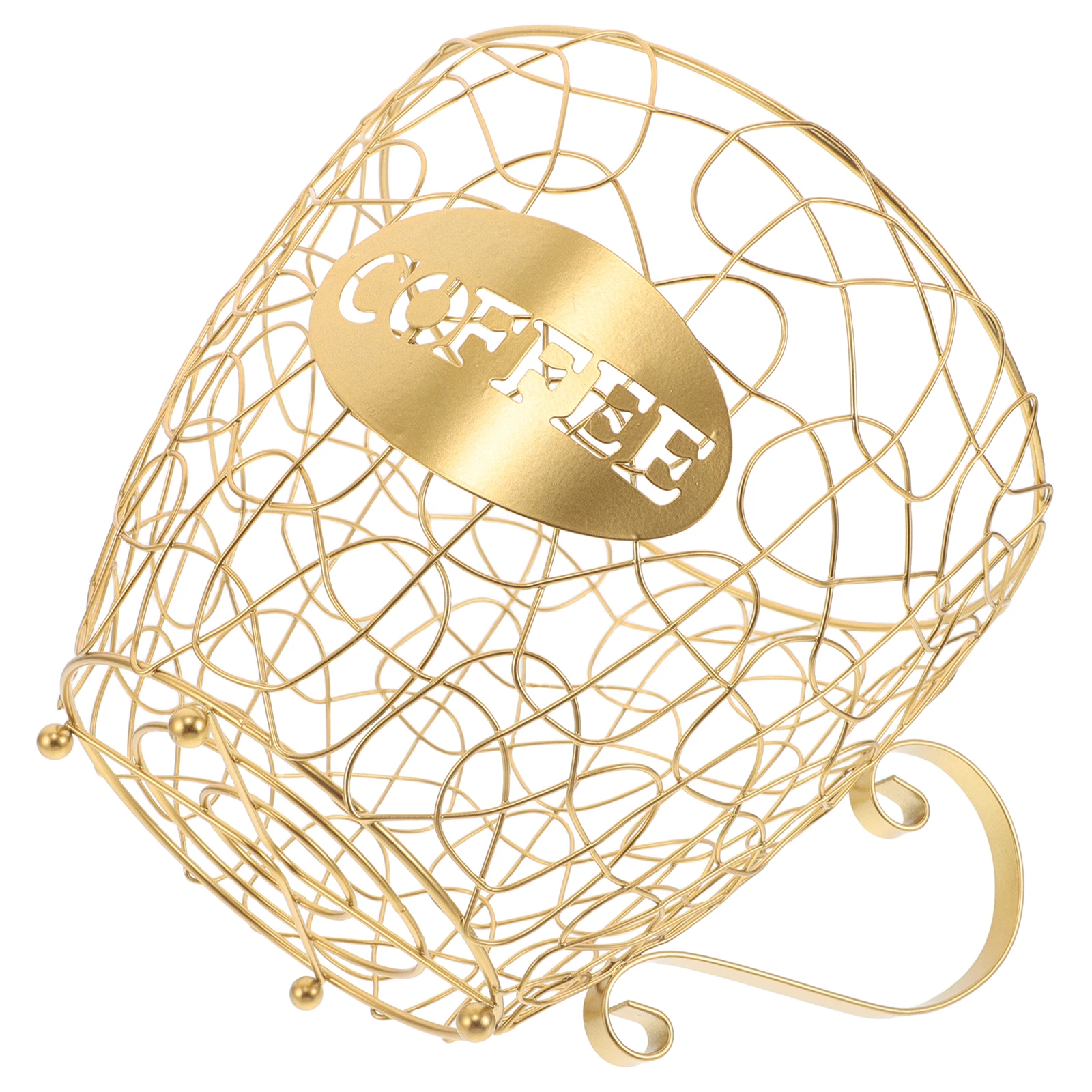 

Golden Capsule Basket Cup Shaped Espresso Pod Holder Storage Organizer Kitchen Rack Bar Countertop Fruit Bowl