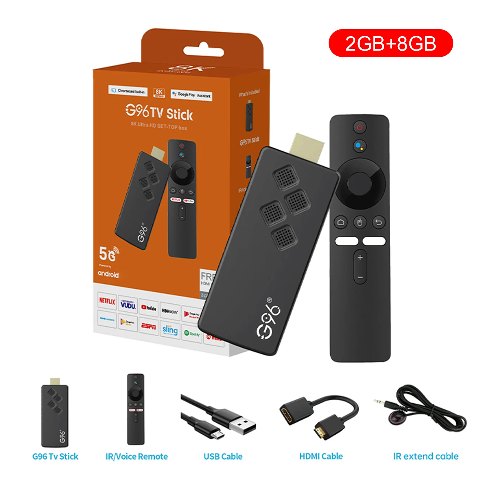 Artudatech G96 TV Stick Android13.0 2GB 8GB Dual-Band 4K Player Bluetooth Voice TV BOX