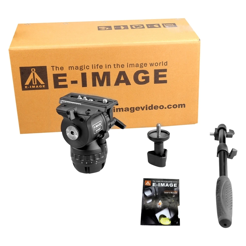 E-IMAGE GH06F Fluid Head With Flat Base Easy Lock Base Plate System Professional Video Tripod Head Load 6kg for Video Camera