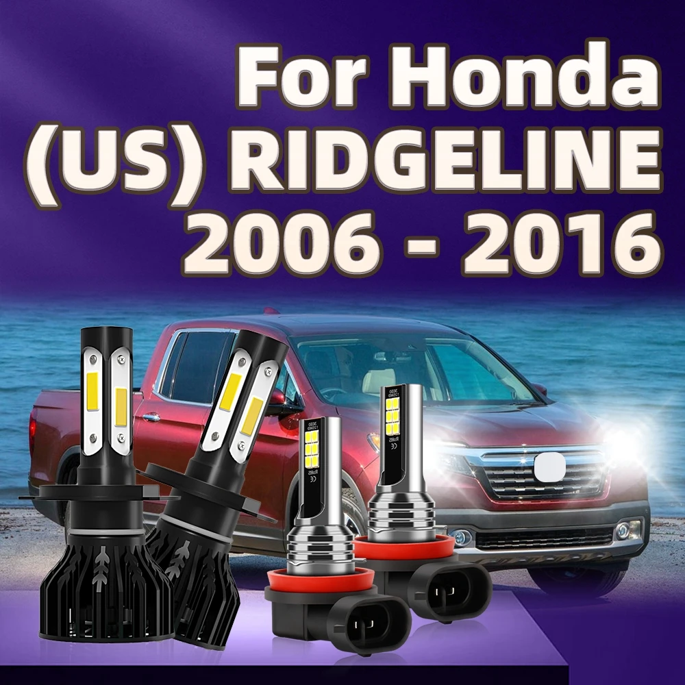 

4 Sides H4 LED Light H11 Fog Lamp Car Headlight Kit For Honda (US) RIDGELINE 2006 2007 2008 2009 2010 2011 2012 2013 14 15 2016