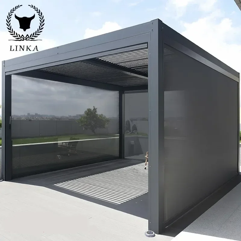 

Outdoor pavilion courtyard aluminum alloy awning electric leisure garden 3m*4m villa outdoor sunshade