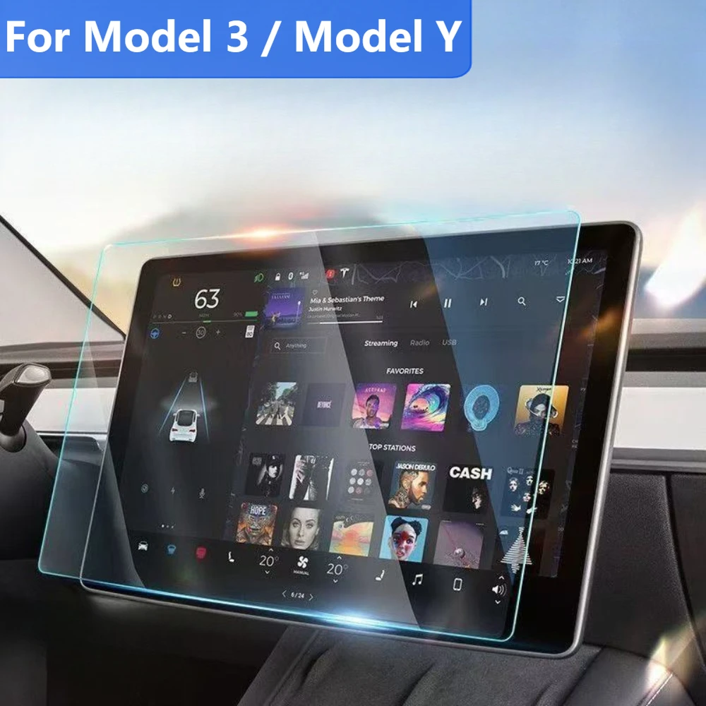 For Model 3 Highland Model Y Juniper 15.4 Inch Car Navigation Screen Rear Passenger Central Screen HD Tempered Glass Film