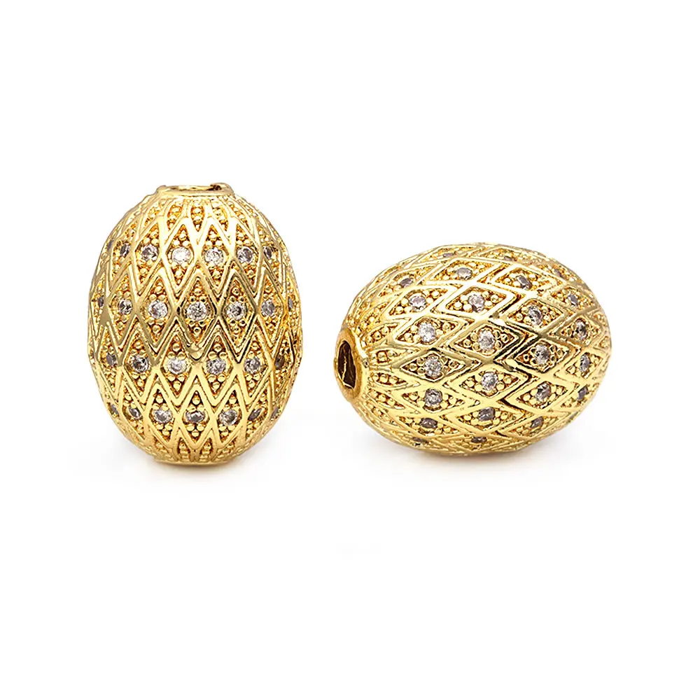 18K Goldfarben Platinfarben Messing mit Zirkon Ovale Armbänder Perlen Abstandhalterperlen Hochwertige DIY Schmuckzubehör – Detail 17