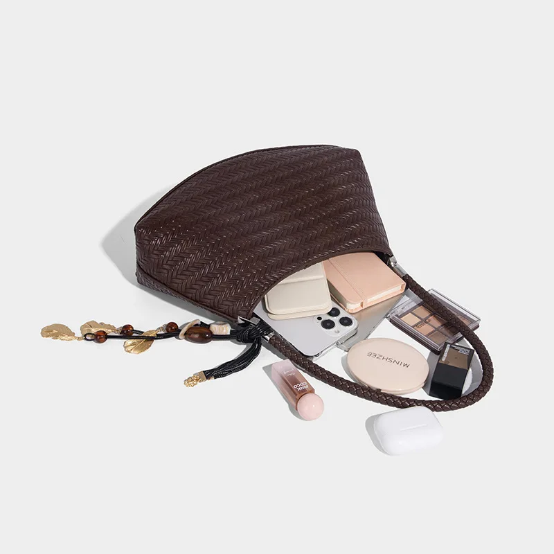 اليدوية نسج بو الرباط حمل الحقائب للنساء الفاخرة مصمم حقائب اليد محفظة 2025 جديد خمر مع الجيب الداخلي الكتف