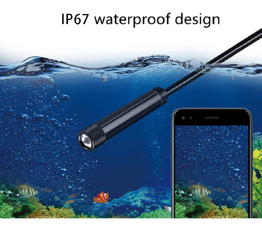 Minicámara endoscópica de 8mm, 1200P, 3 en 1, 8 LED, IP67, impermeable, para coches, Smartphone Industrial, Mini cámara, USB tipo C