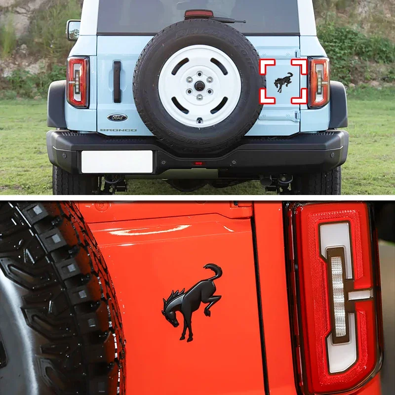 

2Pcs For Ford Bronco Logo New ABS 3D Car Horse Stickers Hot Exterior Modification Tailgate Leaf Board Letters Animal Parts Badge