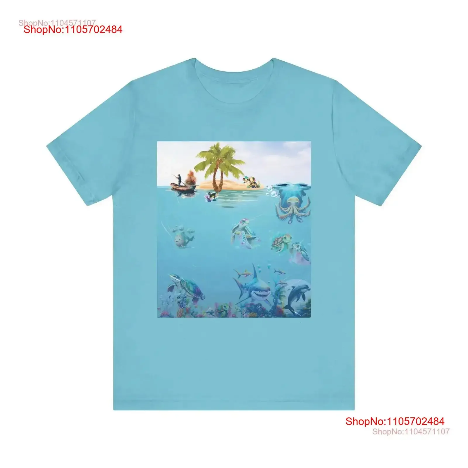 Ocean Life T Shirt Sea Creatures Island Unique Underwater Landscape Top Marine Wildlife Apparel Coastal Nature vintage Washed
