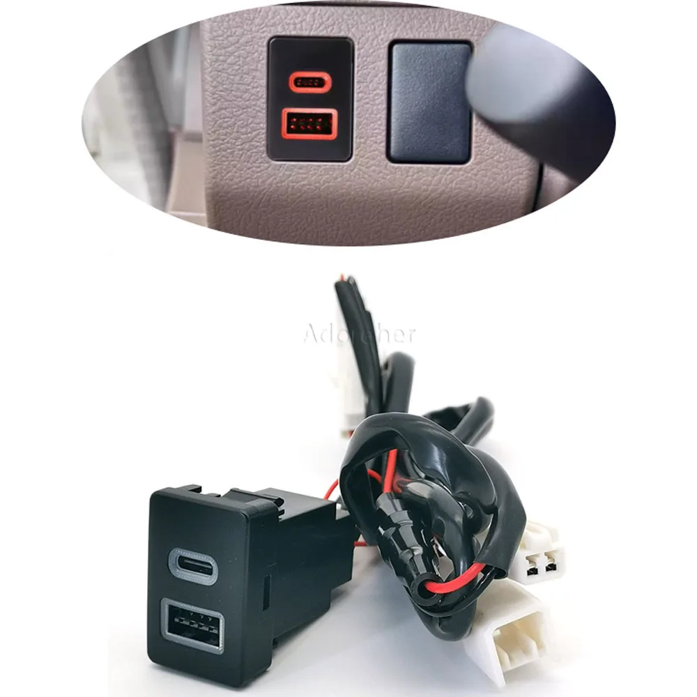

Car USB Charger PD Fast Charger QC3.0 Dual Fast Charger TYPE-C For Toyota Spade 2012-2016 LC76 2019-2024