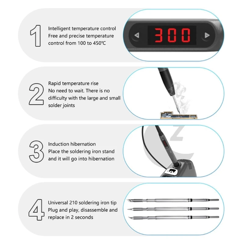Portable Soldering Iron With Adjustable Temperature Control And Rapid Heating For DIY Enthusiasts And Technicians 601C
