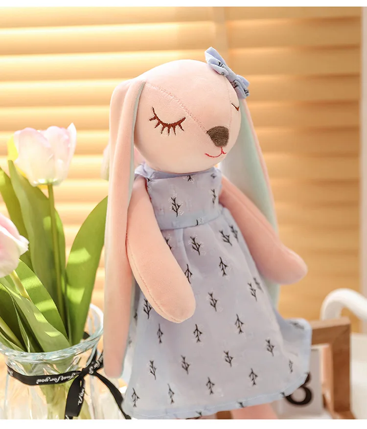 35 cm große Oster-Babyhasenfigur, rosa und blau, An'an Rabbit, beruhigende Geschenkpuppe für Kinder, Plüschtier mit superweichem Fell. – Detail 28
