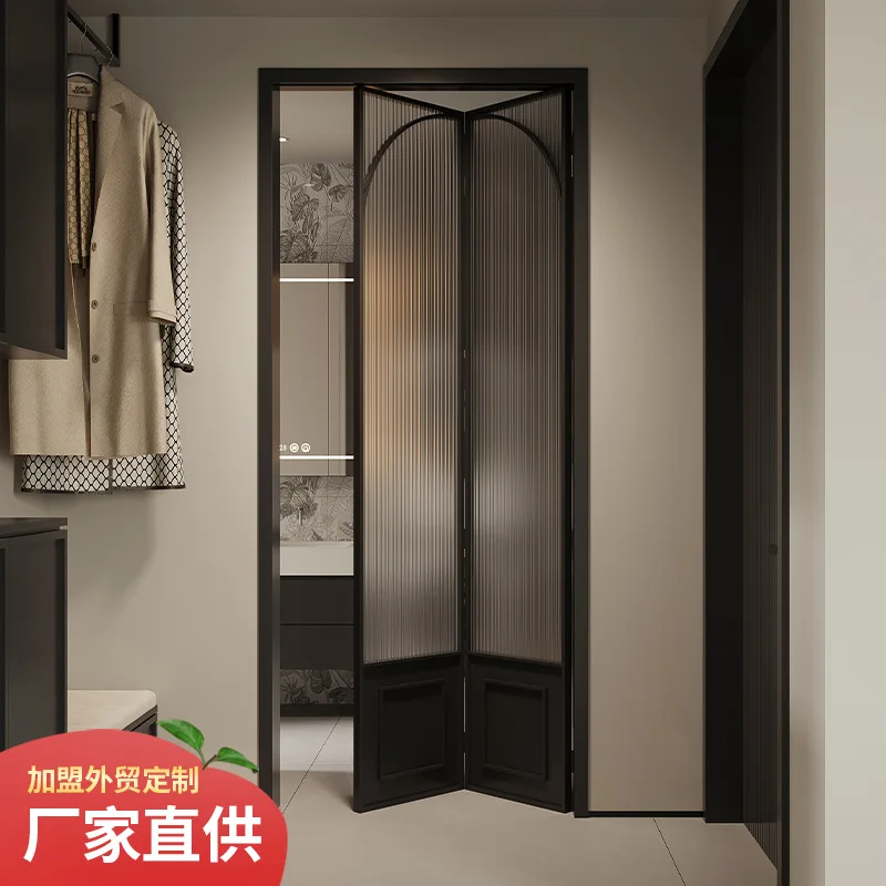 Anti-pinch aluminum alloy folding door partition door balcony bathroom toilet custom foldable