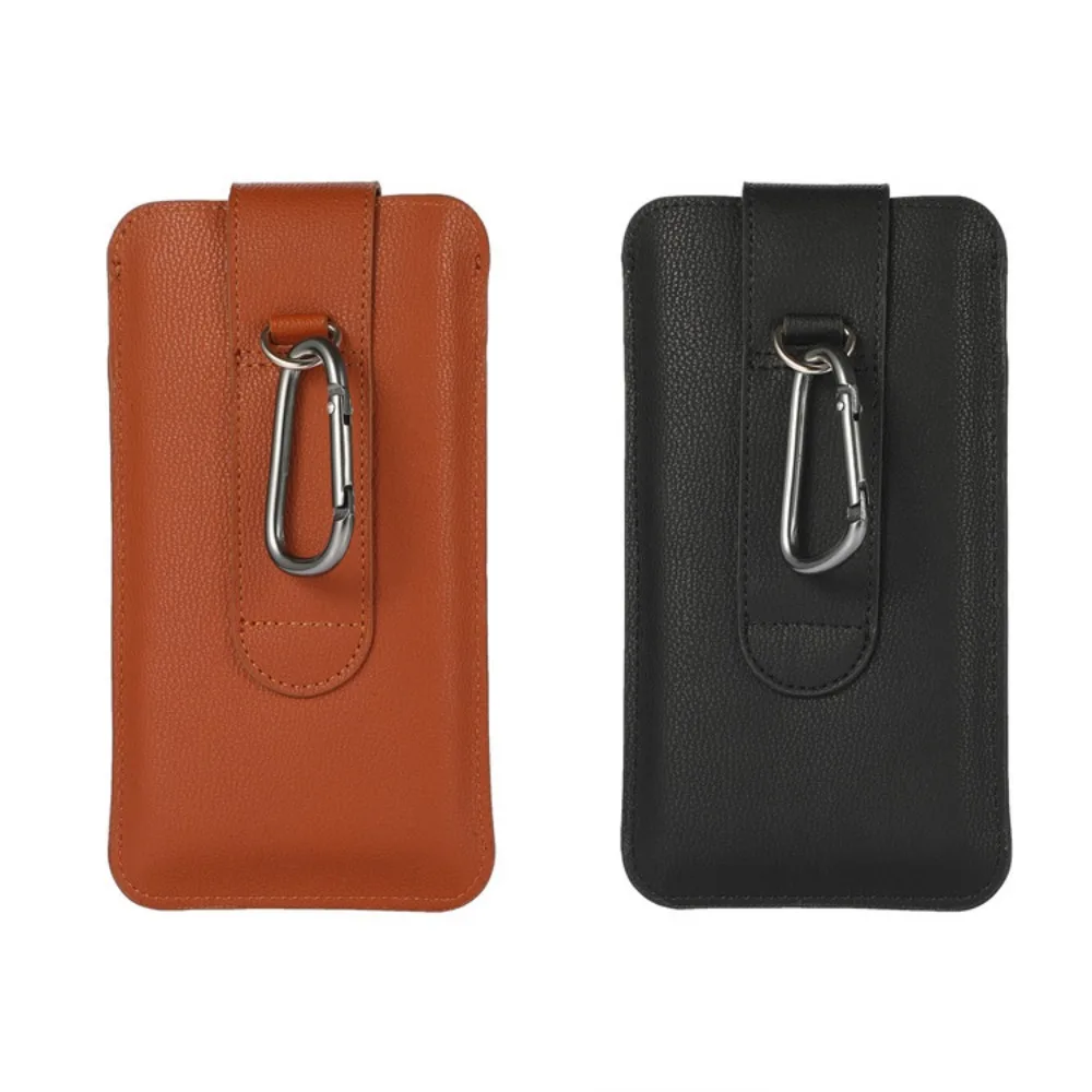 PU leather vertical style mobile phone waist bag with belt magnetic buckle and card slot, multi-functional men's waist bag