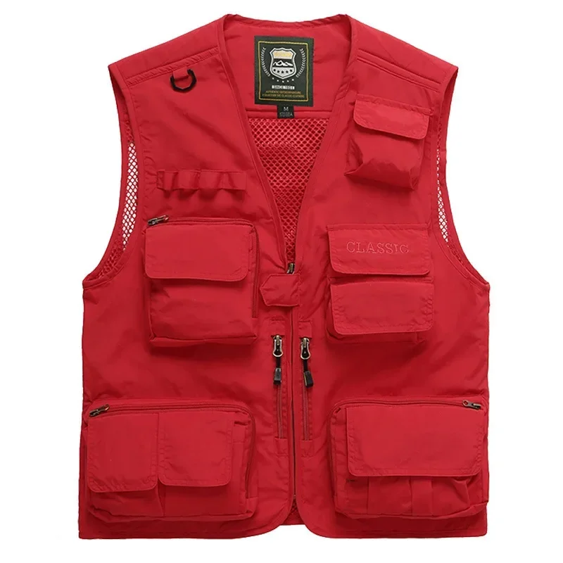 

Oversized 6XL Biker Vest Men's Casual Fashion Solid Color Photographer Outdoor Quick Drying Veste Homme