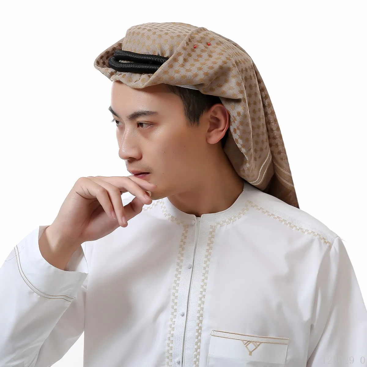 Men Muslim Head Scarf Saudi Arab Dubai Traditional Islamic Clothing Male Headscarf Hijab Plaid Turban Shemagh Gutra Prayer Wear