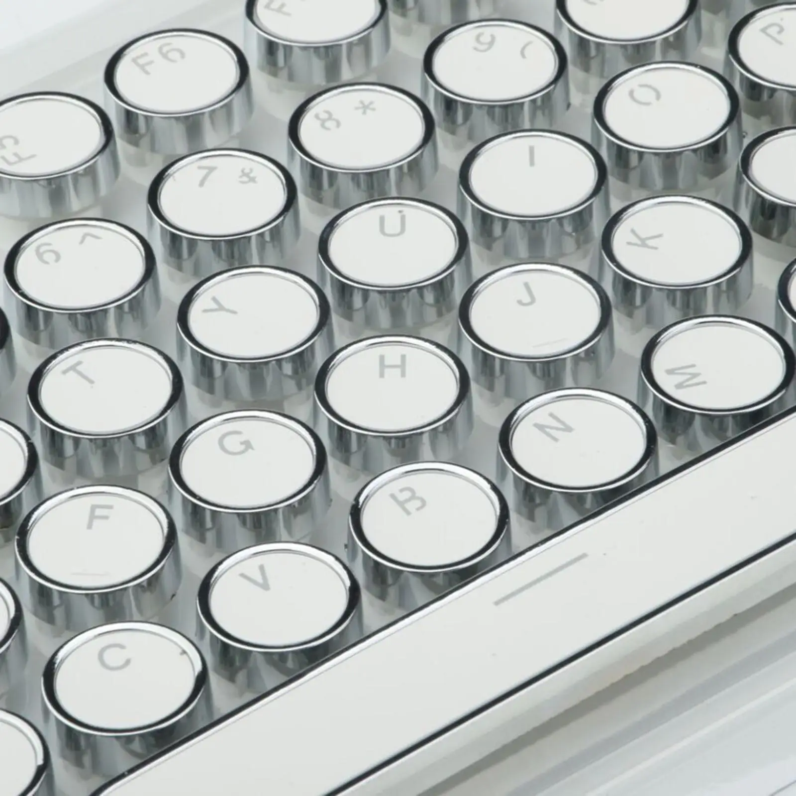 Crystal Round Keycaps Double Shot PBT with Translucent Layer Gaming Keyboard Retro Punk Typewriter-Style