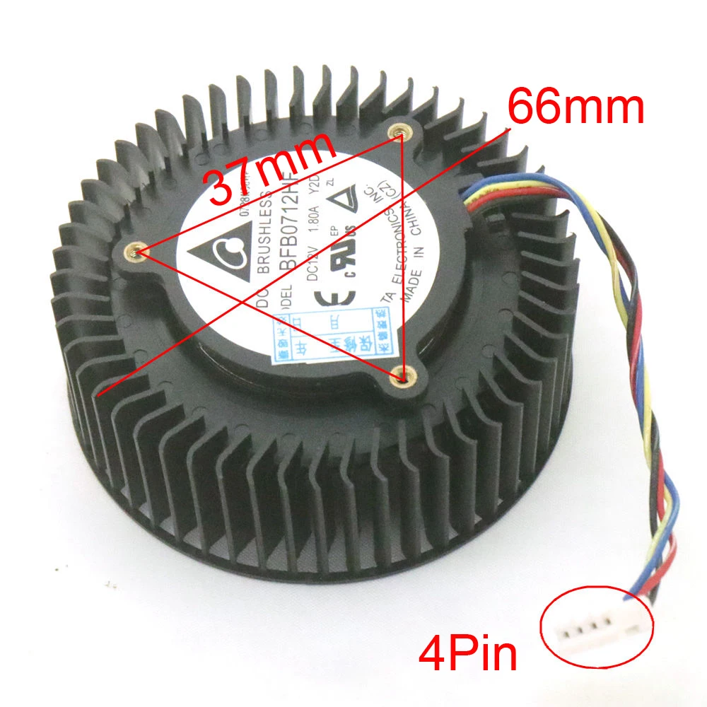 BFB0712HF 65mm 12V 1.8A For NVIDIA Quadro K6000 12G Graphics Card Cooling Fan 4Pin 4Wire