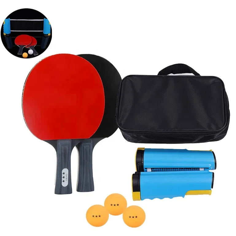 Professional Pingpong Racket Cheap Table Tennis Paddle Set Retractable Net Carry Bag 2 Player Table Tennis Racket Profession