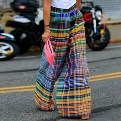 Yeezzi Female Stylish Selection Wide Leg Loose Pants Checkerboard Printed Casual Pants Bottoms For Women 2023 New Arrivals