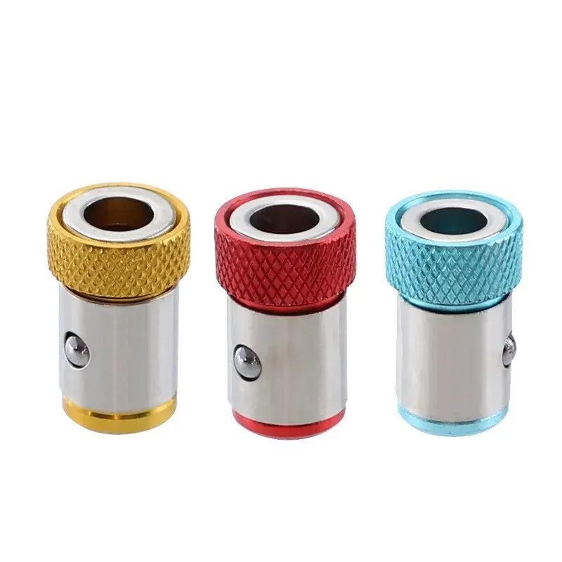 3pc 1/4 Batch Head Magnetic Coil Batch Nozzle Color Metal Screwdriver Head Positioning Magnetizer Steel Sleeve Tool