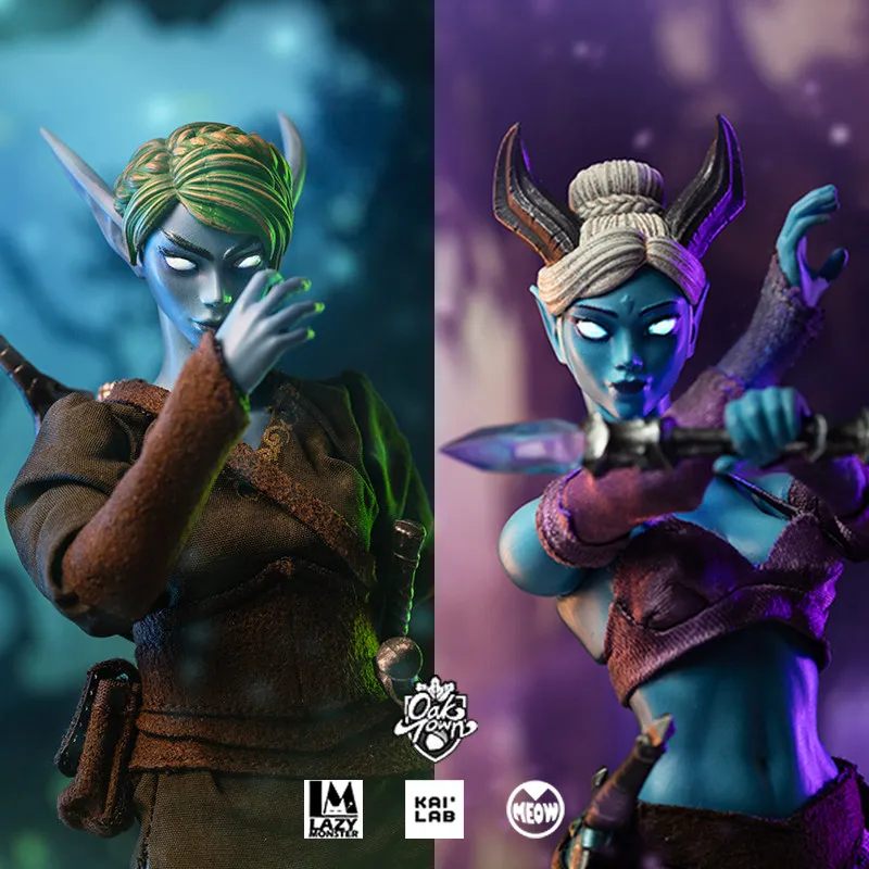 

Oak Town Uruh Blackhorn Sorceress 1/12 Scale 18cm Horned Blue Skin Action Figure Fantasy Collectible Desk Decor Display Model