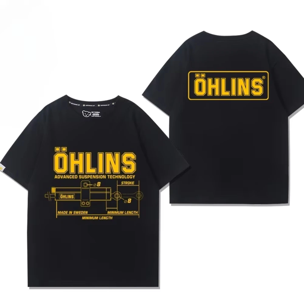 2026 Summer OHLINS Motorcycle Shock Absorber Improved Cotton Short-sleeved T-shirt Casual Wear Fashionable Racing Brand comfort