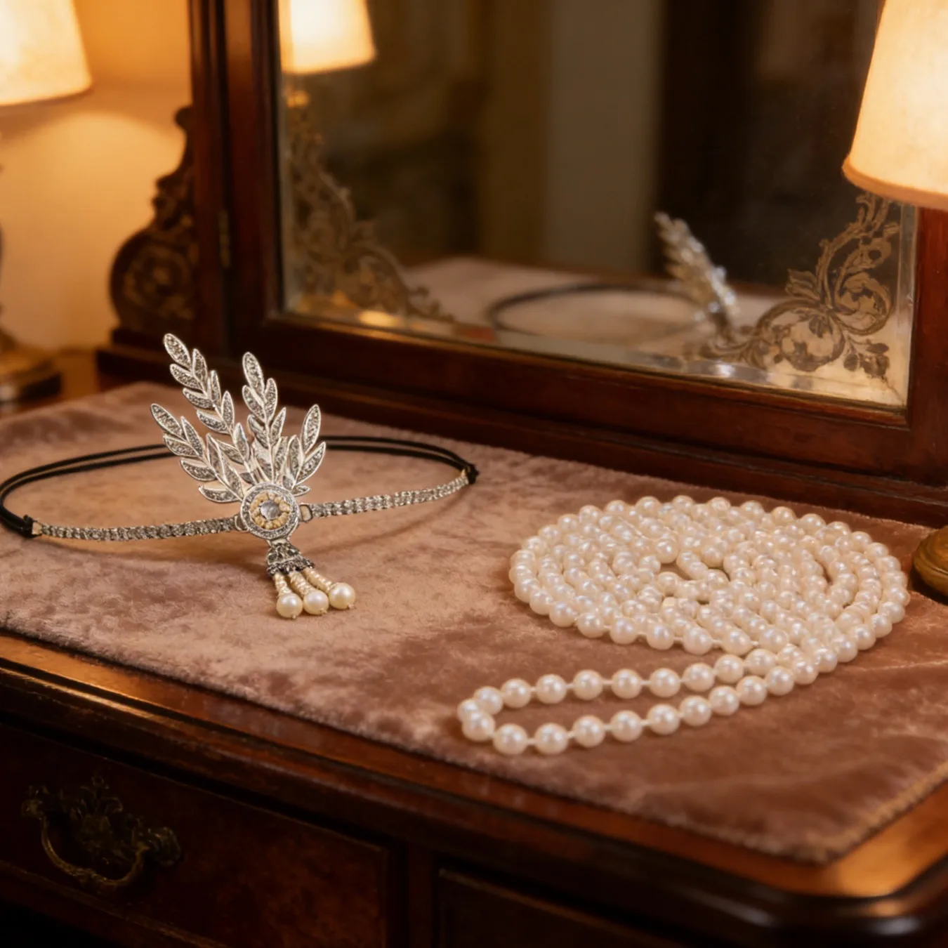 

Винтажная повязка для волос с перьями и жемчугом в стиле 1920-х годов, украшение для вечеринок, маскарадная повязка из сплава для женщин