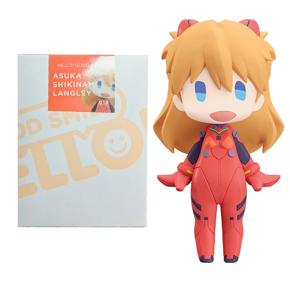 13CM Anime EVA Asuka Langley Soryu Figure Q Version Pixel Style Ayanami Rei Model Toy EVANGELION Gift Head Action Figure Boxed