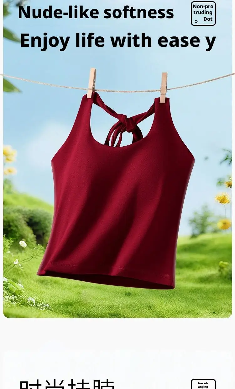 S-3XL Für 40-90kg Übergrößen Neckholder-Camisole-Top für Damen mit Brustpolster, schönem Rückendesign und festem Cup, Tanktops – Detail 4