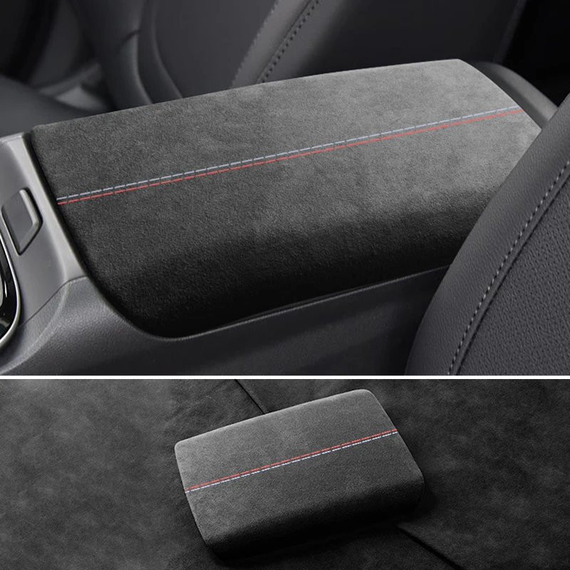 

For Hyundai Tucson (2021-2024) Made of Alcantara Car Armrest Box Panel Trim Protective Cover Interior Accessories