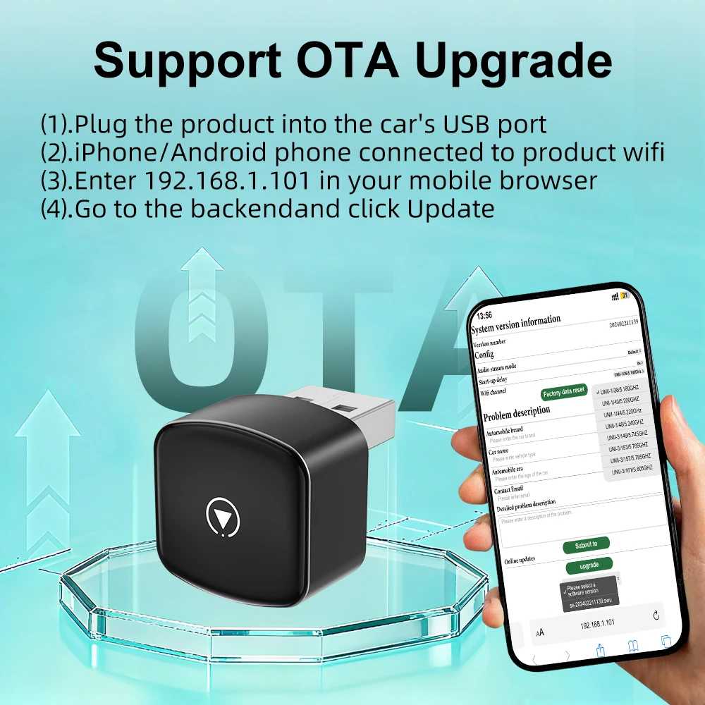 FLIXIVI محول تلقائي CarPlay Android الجديد 2in1 سلكي إلى لاسلكي 5 جيجا هرتز WiFi5.0، التوصيل والتشغيل، لسيارات CarPlay/السيارات السلكية OEM #4