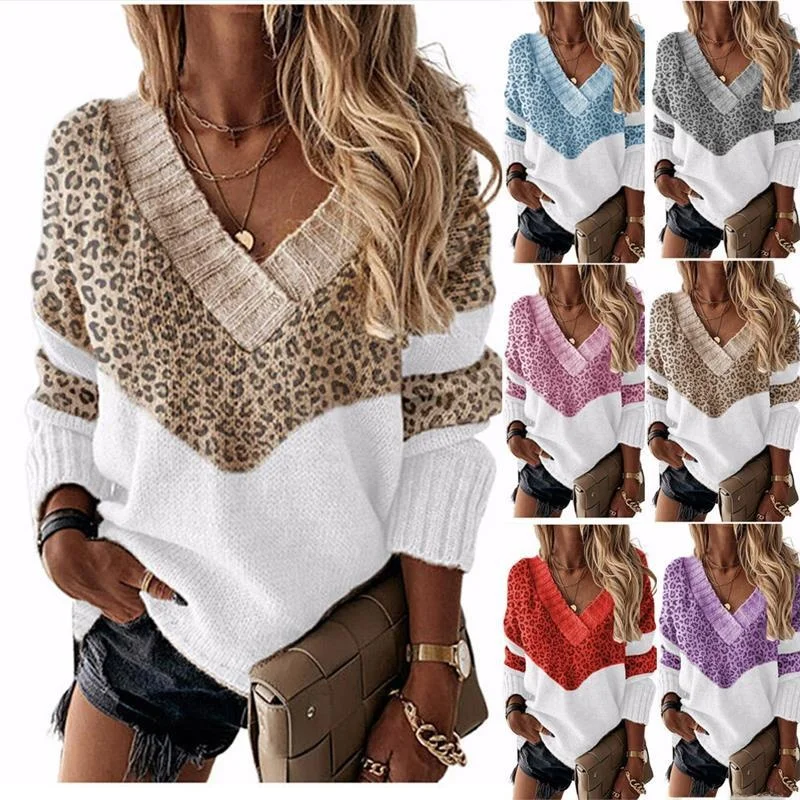 

New 2024 Color Blo Striped Knitted Sweater V-Ne Overhead Top Long Sve Autumn Winter Faion Women's Premium Quali Kn...
