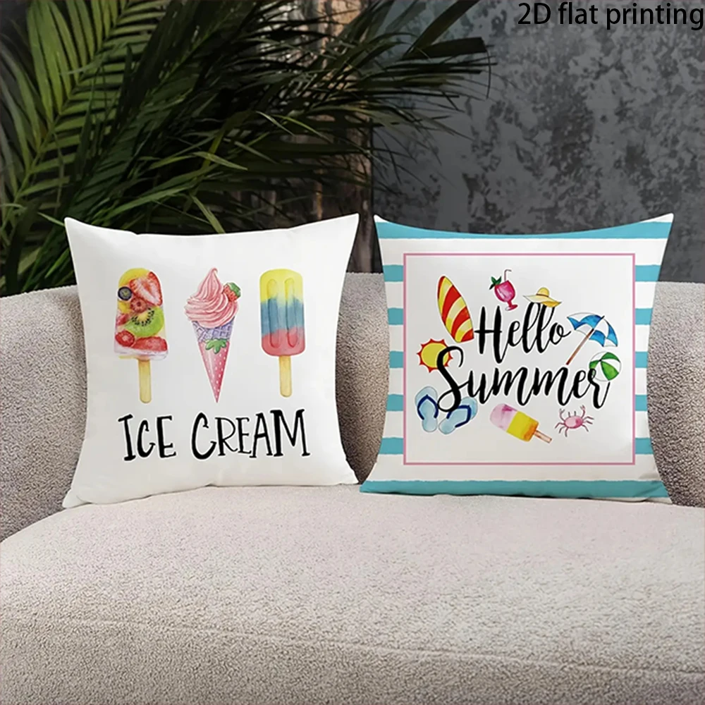 1/4PCS Summer Vibes Ice Cream Cocktail Pillow Covers ,Suitable for beds, sofas, lounge chairs, home decoration.