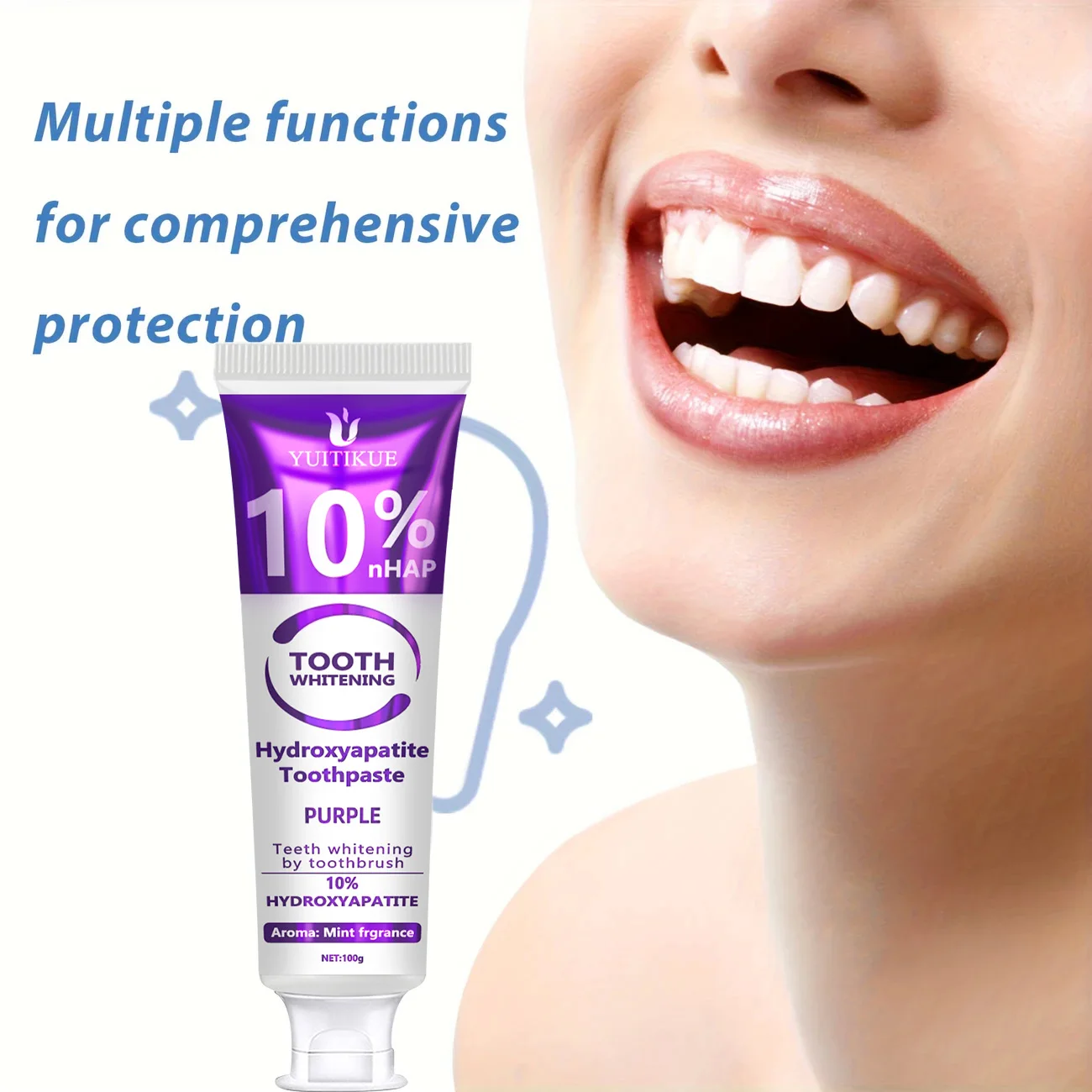 

YUITIKUE 10% HAP Purple Зубная паста 100 г - Гидроксипатит отбеливание, свежее дыхание и многофункциональный уход за уверенной улыбкой