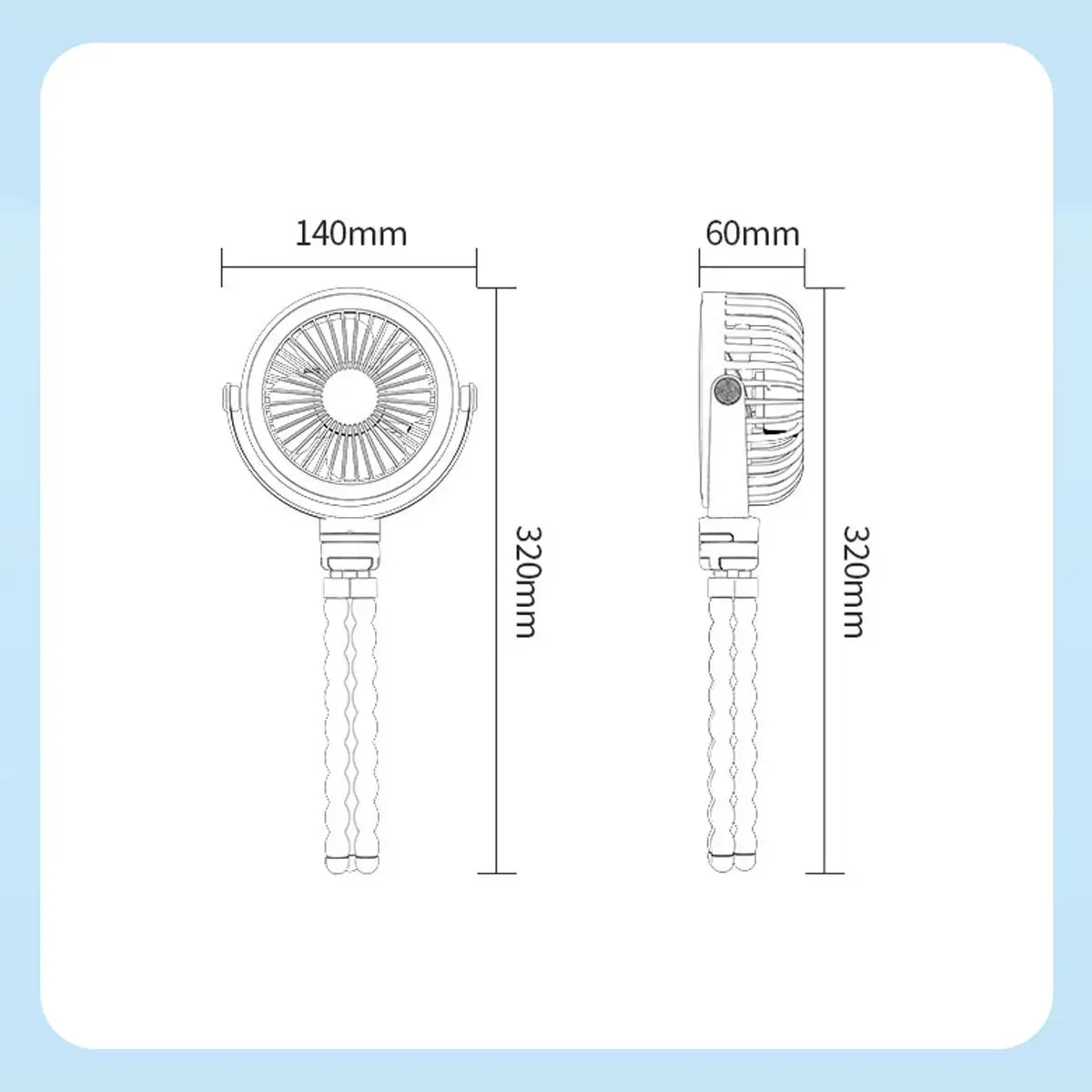 Portable Rechargeable Baby Stroller Fan Personal Camping Hanging USB Standing Multifunctional Night Light Octopus Electric Room
