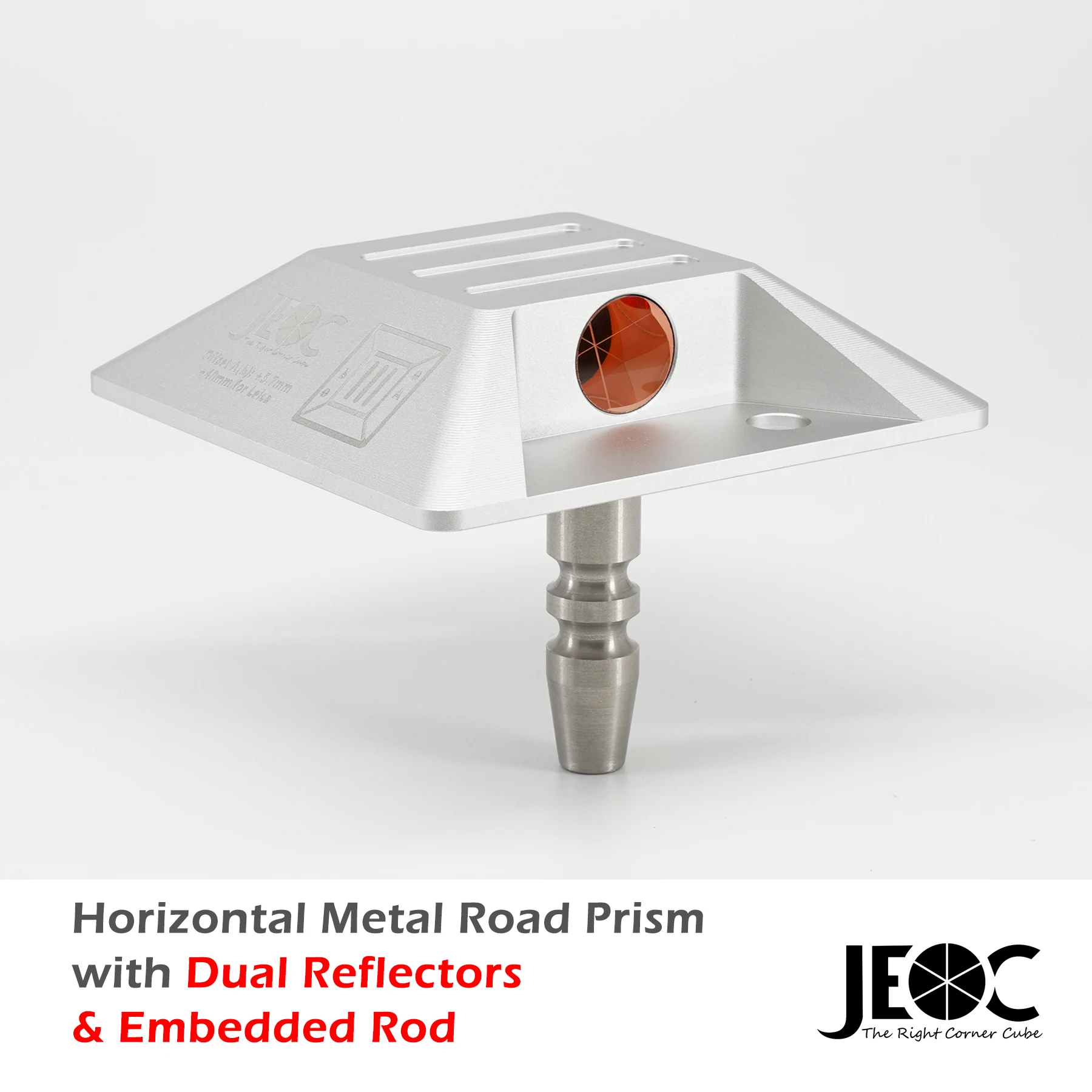 JEOC 0° Road Monitoring Prism with Dual Copper Coated Reflectors and Embedded Rod For Total Station Topography Land Surveying